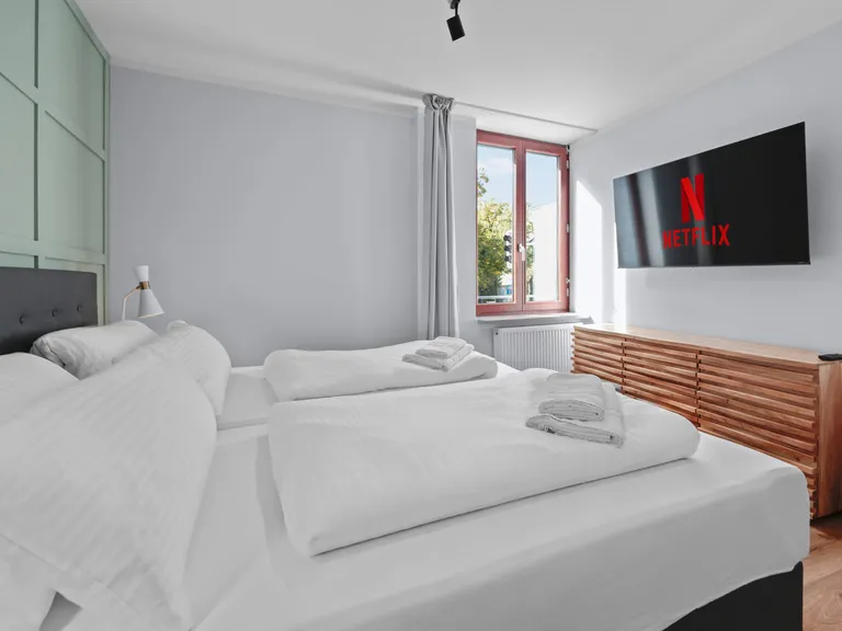 flatista homes apartments in München, Wohnung "Johann", Schlafzimmer