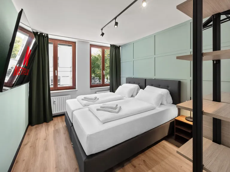 flatista homes apartments in München, Wohnung "Otto", Schlafzimmer